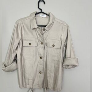 Calvin Klein Jacket Button Up Khaki Safari Military Womens Size S